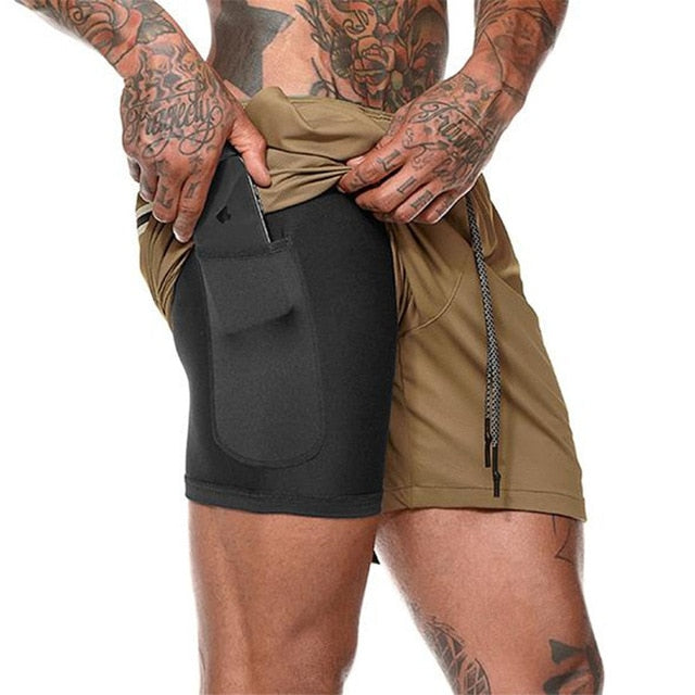 Men 2 in 1 Quick Dry Training Shorts