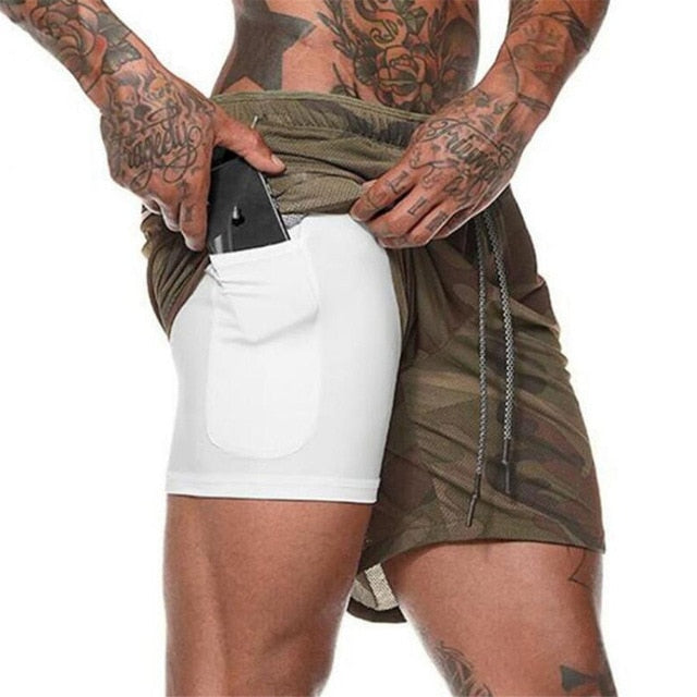 Men 2 in 1 Quick Dry Training Shorts