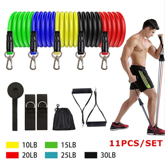 Resistance Bands Set Exercise Bands with Door Anchor Legs Ankle Straps for Resistance Training Physical Therapy Home Workouts