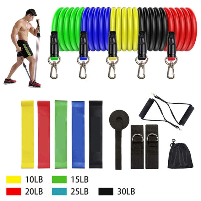 Resistance Bands Set Exercise Bands with Door Anchor Legs Ankle Straps for Resistance Training Physical Therapy Home Workouts