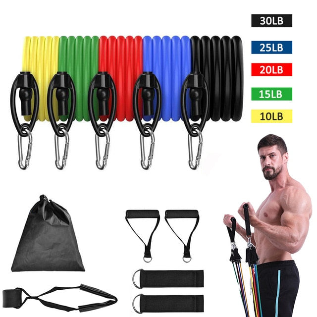 Resistance Bands Set Exercise Bands with Door Anchor Legs Ankle Straps for Resistance Training Physical Therapy Home Workouts