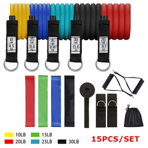 Resistance Bands Set Exercise Bands with Door Anchor Legs Ankle Straps for Resistance Training Physical Therapy Home Workouts