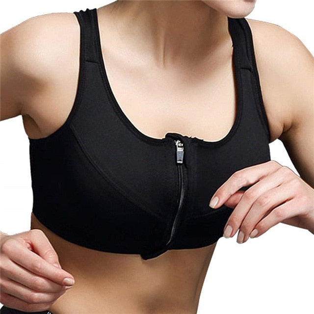 Zipper Push Up Sports Bras